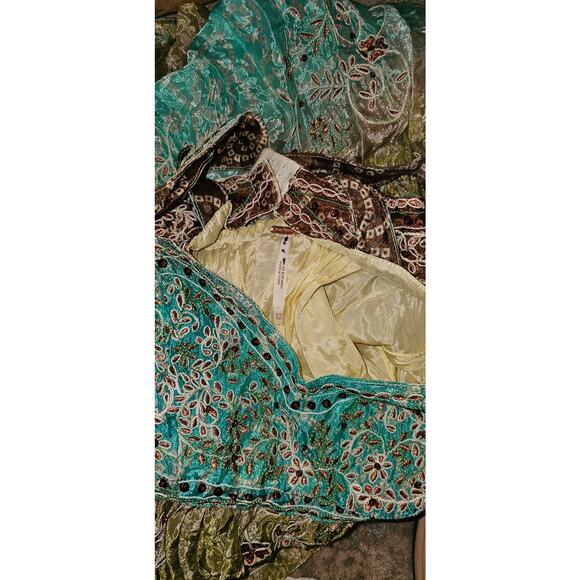 New Free People Into The Nights Maxi Dress $298 X-SMALL Forest Combo EMBROIDERED - Picture 6 of 8